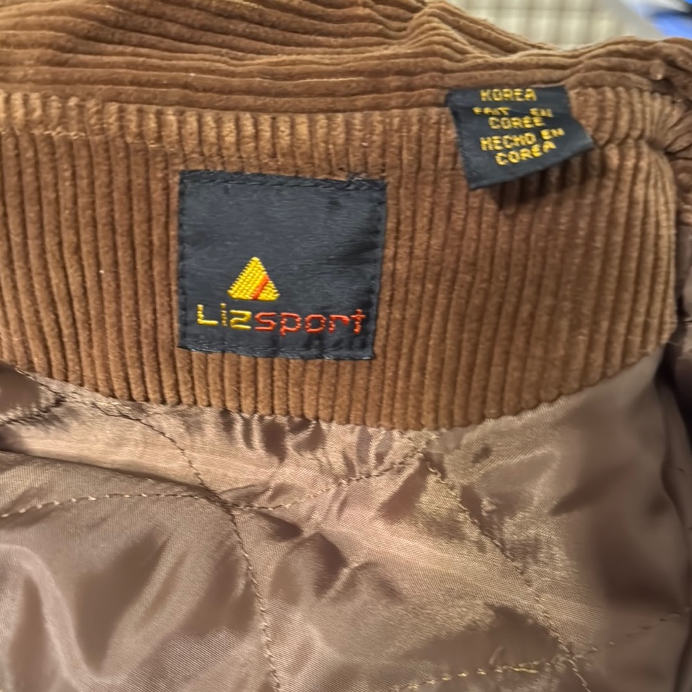 Vintage LizSport Brown Bomber Jacket with Corduroy Texture - Picture 9 of 10